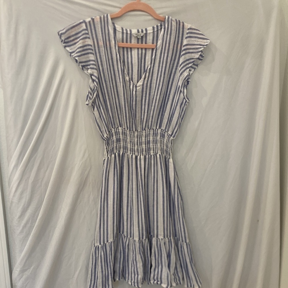 Rails Tara Flutter Sleeve Mini Dress sz Xs blue and white dress - Picture 4 of 8